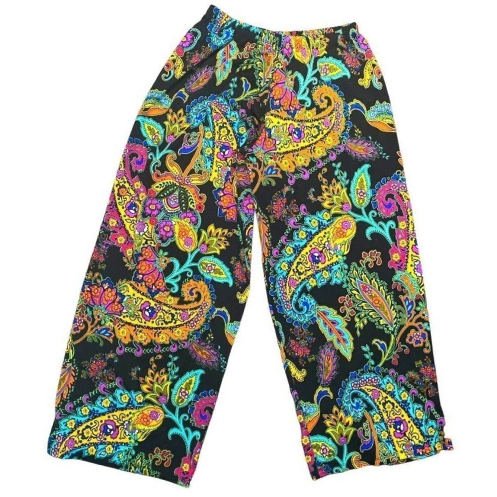 Paisley wide leg‎ loose fit relaxed trousers women size S/M